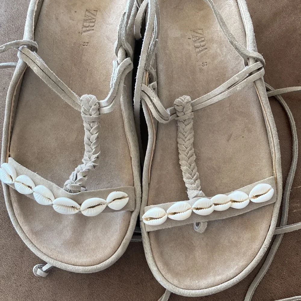 Zara Suede Lace Up Sandals - Picture 6 of 10